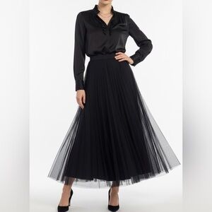 Elana Kattan Elegant Tulle Black Maxi Skirt